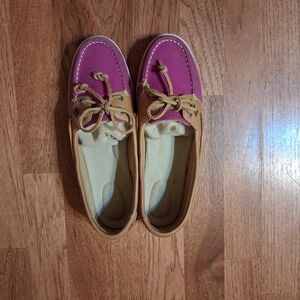 SPERRY Tan and Pink Boat Shoes